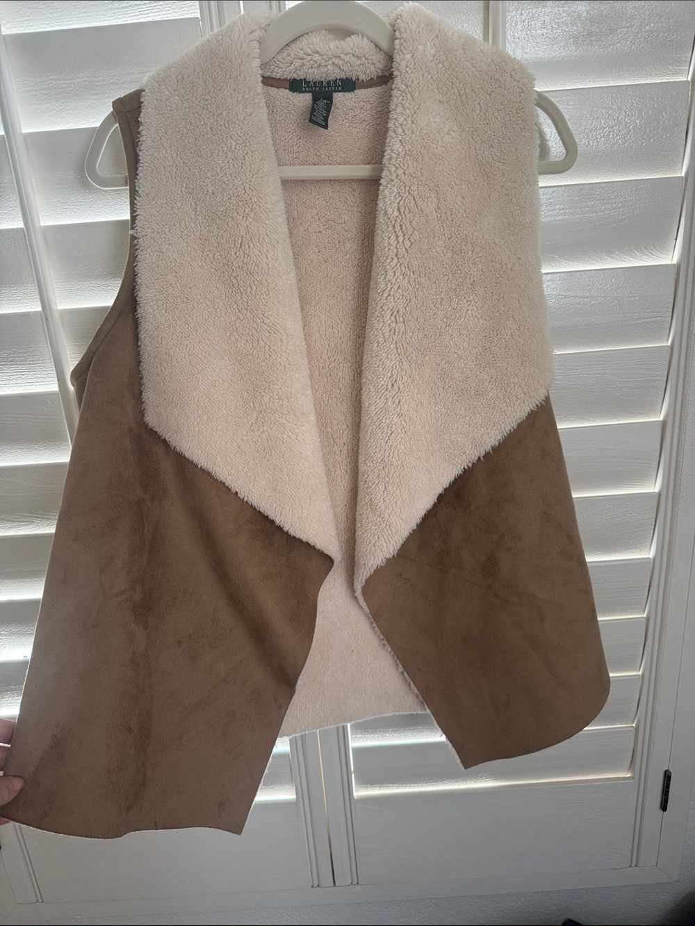 NWOT Ralph Lauren Cream & Brown Faux-Shearling Vest